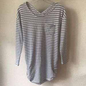 Striped Sweatshirt Tunic With Cutout Back